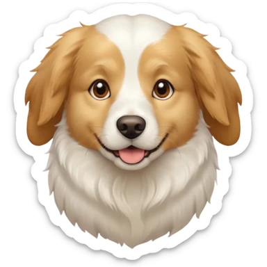 White dog with brown eyes and some long white body and white ears with brown spots curved on the sides sticker