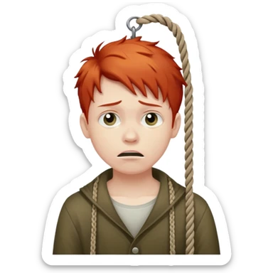 red head boy hanging from noose sticker