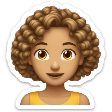 une ado marocaine aux cheveux long bouclés bruns sticker