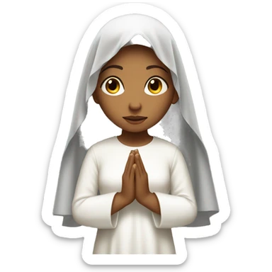 Caramel skin Girl praying for with white veil  sticker
