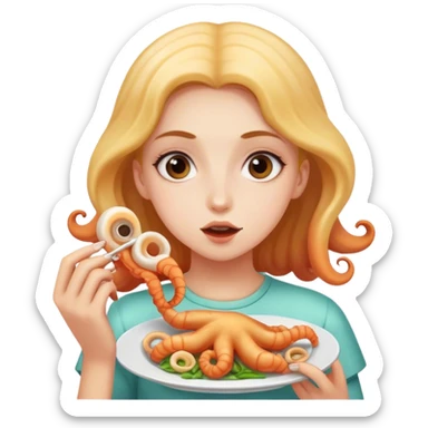 Make this girl eating calamari  sticker