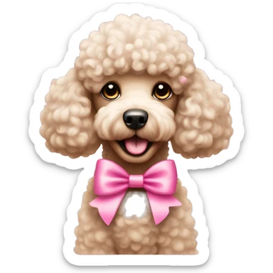 Poodle with a pink bow in its hair sticker