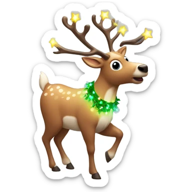 Dancing reindeer with christmas lights sticker