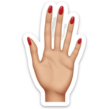 Womans hand with red manicure on top of a light brown dogs head  sticker