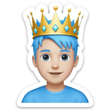boy neon cyberpunk light blue happy crown white and blue sticker