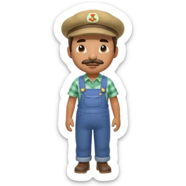 ANIMAL CROSSING CHARACTER ONLY: human famer with a beret and a mustache in the aninal crossing world 3d sticker