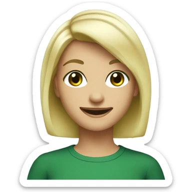 Blonde bob cut dark green  eyes  smiling sticker