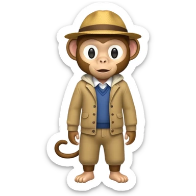 monkey with clothes sticker