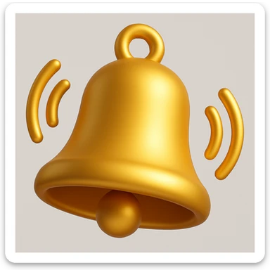 3d golden ringing bell, make it more 3D sticker