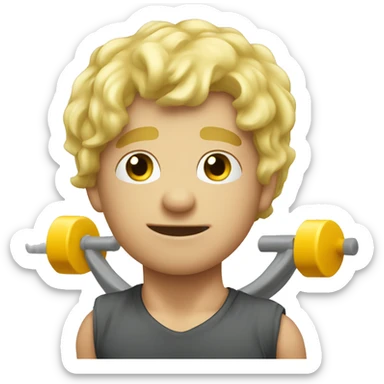 a drippy blond guy doing workout sticker