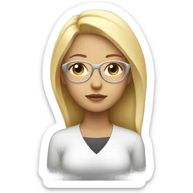 blonde girl in silver glasses with closed eyes meditating  sticker
