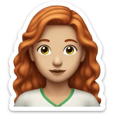 Girl with long red hair, green eyes and brown eyebrows  sticker
