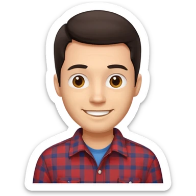 male in checkered shirt, not t shirt sticker