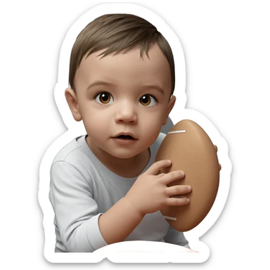 boy with bandaid gazing ahead sticker