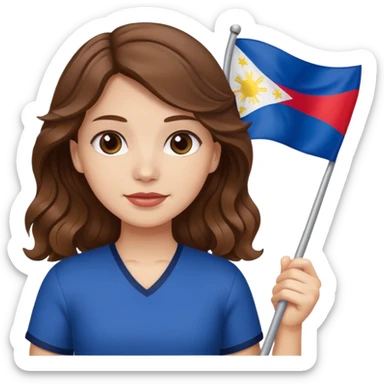 white girl wavy brown hair girl filipino flag sticker