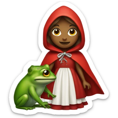 little red riding hood holding a frog sticker