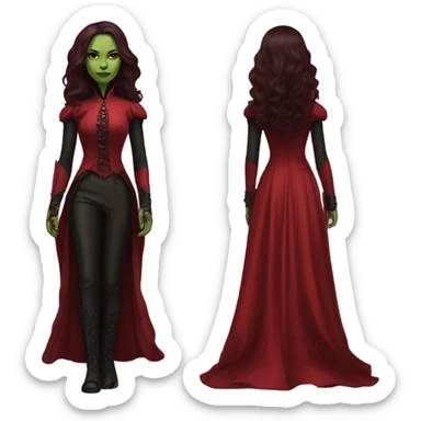 gamora in Victorian dress elegant red full body  sticker