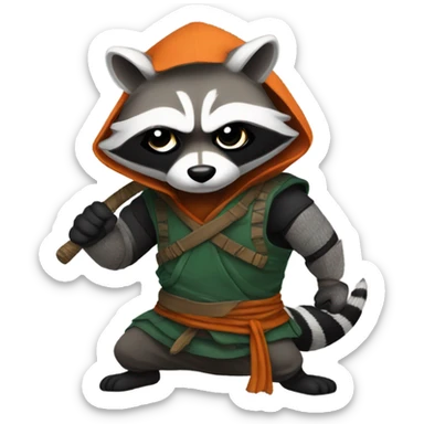 A raccoon in a ninja outfit sticker