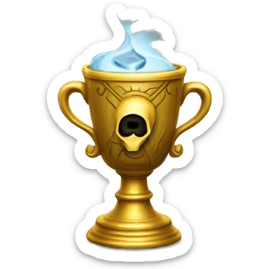The Hufflepuff Cup is a small, golden cup adorned with intricate designs, serving as one of Voldemort's Horcruxes to safeguard a piece of his soul, ensuring his immortality. sticker