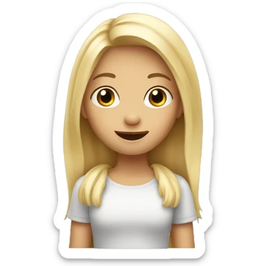 blond girl showing hi  sticker