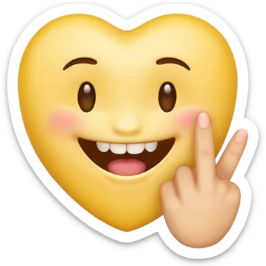 Yellow emoji finger bite with teeth in flirty manner sticker