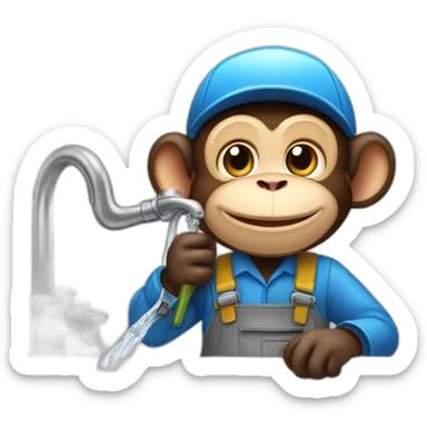 plumber monkey changing a faucet sticker