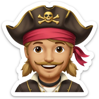 blindfolded pirate pirate hat smiling captain style sticker