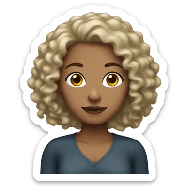 light skin woman with long dark curly hair sticker