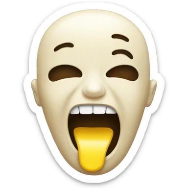 emoji with yellow bone sticking out of its mouth  sticker