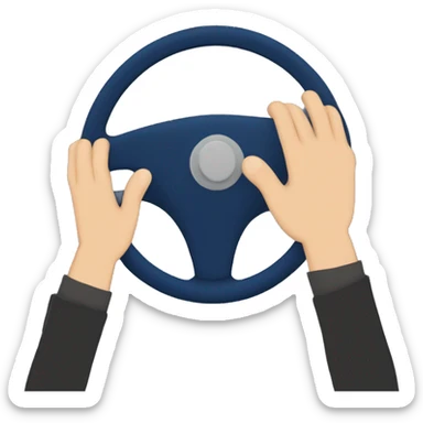 dark blue car steering wheel and a man's hand is holding it sticker