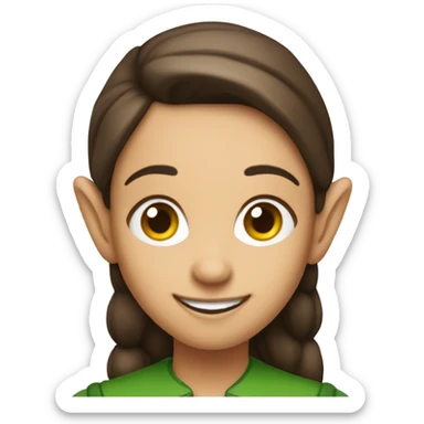 smiling brunette christmas elf with pointy ears sticker