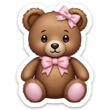Teddy bear with light pink bow  sticker