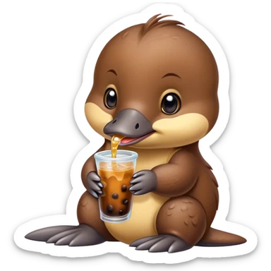 ￼baby platypus drink boba  sticker