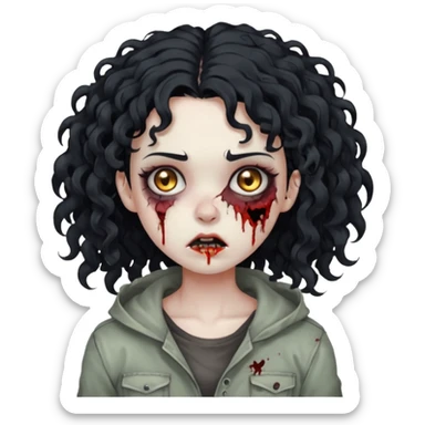 garota zumbi com cabelo cacheado preto sticker