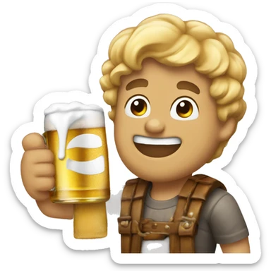 amoji sorrindo bebendo cerveja sticker