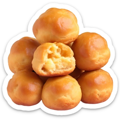 Dutch oliebollen, golden brown, plain, isolated sticker