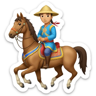 mongolian man on horse full body sticker