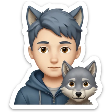 Quiero que me hagas un lobo y mitad niño sticker