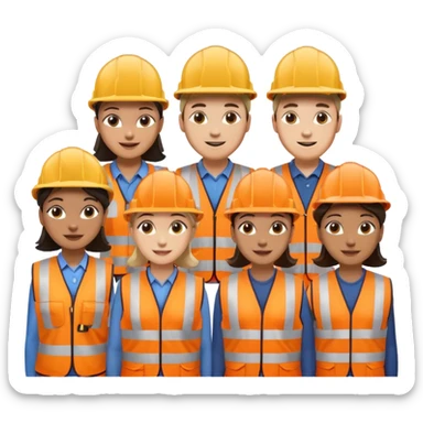 group of railway engineers mixed races and genders behind a table sticker