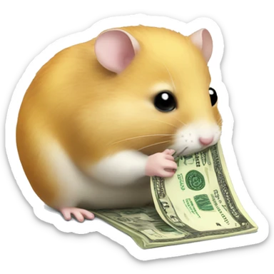 hamster eating money sticker