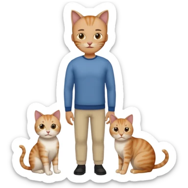 a single entity, head of a human man, fullbody cat  sticker