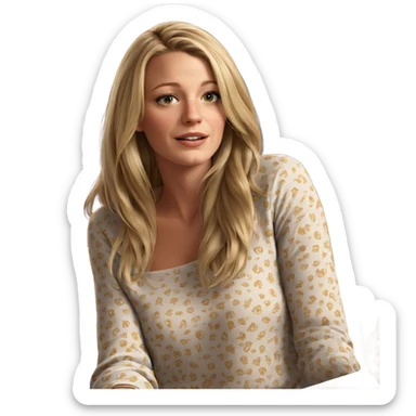 blonde girl sitting realistically sticker