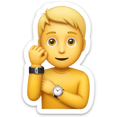 A normal yellow emogi looking at his watch as he expexticc someone who is late sticker