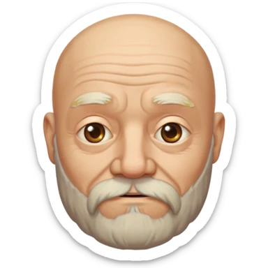 bearded old bald man bust sticker