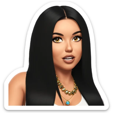 black-haired girl with jewelry sticker