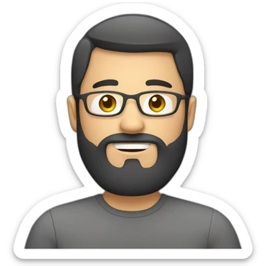A bearded Asian man with laptop sticker