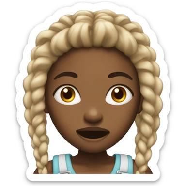 Black girl with black and blond braids yelling  sticker