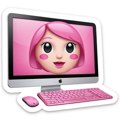 make a computer with very girly pink tones sticker