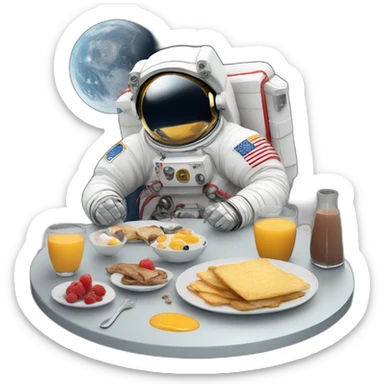 Astronaut enjoying breakfast on the moon sticker