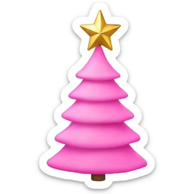 Pink Christmas tree with golden star sticker